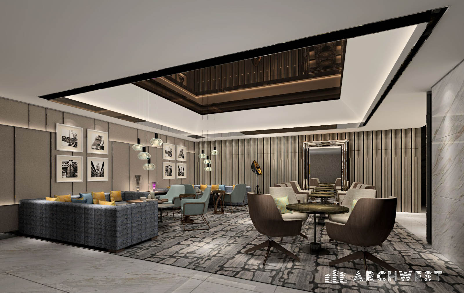 4. 3D Render of a Casual Meeting Zone in a Hotel